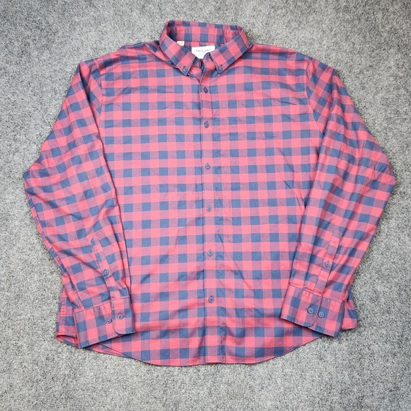 Twillory Shirt Mens XL 2XL Red Blue Plaid Button Down Tailored Fit Untuckable - Picture 1 of 8